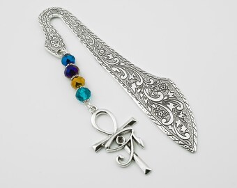 Egyptian Ankh Bookmark, Egyptian Eye of Ra Bookmark, Key of Life Ancient Egypt Bookmark, Eye or Ra Ankh Charm Bookmark, History Teacher Gift