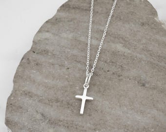 Sterling Silver Cross Necklace for Men or Women: Small Christian Religious Jewelry