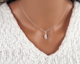 Silver Feather Necklace - 925 Sterling Silver Jewelry - Simple Feather Charm Necklace - Minimalist Boho Jewelry