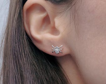 Spider Earrings - Cubic Zirconia Earrings - CZ Spider Studs - 925 Sterling Silver Earrings - Spider Stud Earrings  - LAST CHANCE