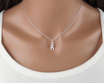 Canadian Inukshuk Necklace - 925 Sterling Silver Jewelry - Small Canada Nunavut Necklace
