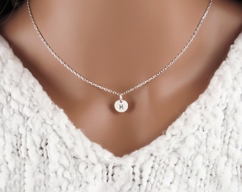 Pisces Zodiac Necklace: Tiny Sterling Silver Charm, Astrology Jewelry