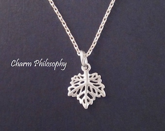 Maple Leaf Necklace - Small Canada Charm Jewelry - 925 Sterling Silver Jewelry - Everyday Necklace