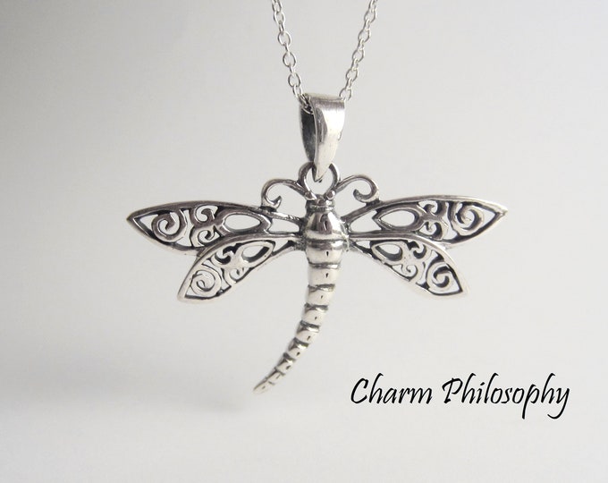 Dragonfly Necklace in 925 Sterling Silver Dragonfly Pendant - Etsy