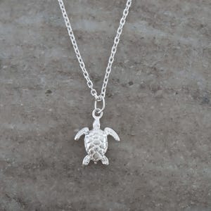 Sea Turtle Necklace - 925 Sterling Silver - Small Turtle Charm Pendant - Sea Turtle Jewelry