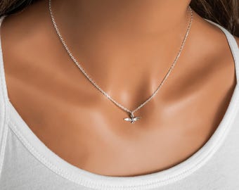 Seagull Necklace - 925 Sterling Silver Seagull Charm Necklace - Small Seagull Charm Pendant - Bird Jewelry - Small Bird Necklace
