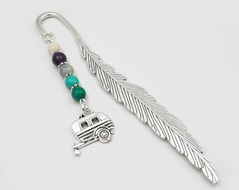 Camper Bookmark - Tibetan Silver Bookmark - Unique Bookmarks - Camping Trailer Bookmark - Camping Gifts - Camper Book Marker