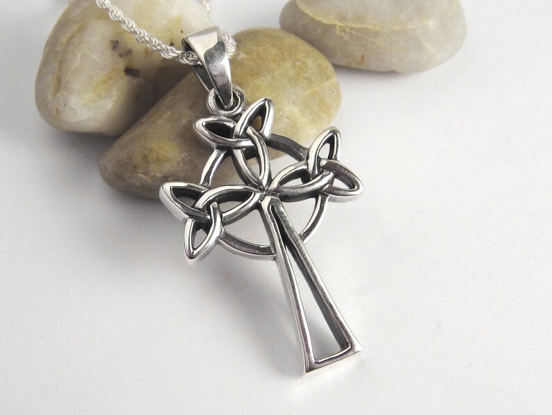 Celtic Trinity Knot Cross Necklace 925 Sterling Silver | Etsy