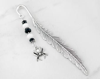 Spider Bookmark - Spider Lover Gifts, Silver Insect Bookmark, Spider Charm Bookmark, Gothic Stationary, Halloween Bookmark, Spider Gifts