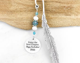 Custom Graduation Bookmark: Metal Charm Bookmark - Unique Beaded Bookmarks - Personalized Stationary - 2025 Graduation Gifts for Him or Her