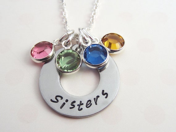 Sister Necklace up to 4 Birthstone Charms Gifts for Sisters Personalized Sister Birthstones 4 Sisters Etsy Canada