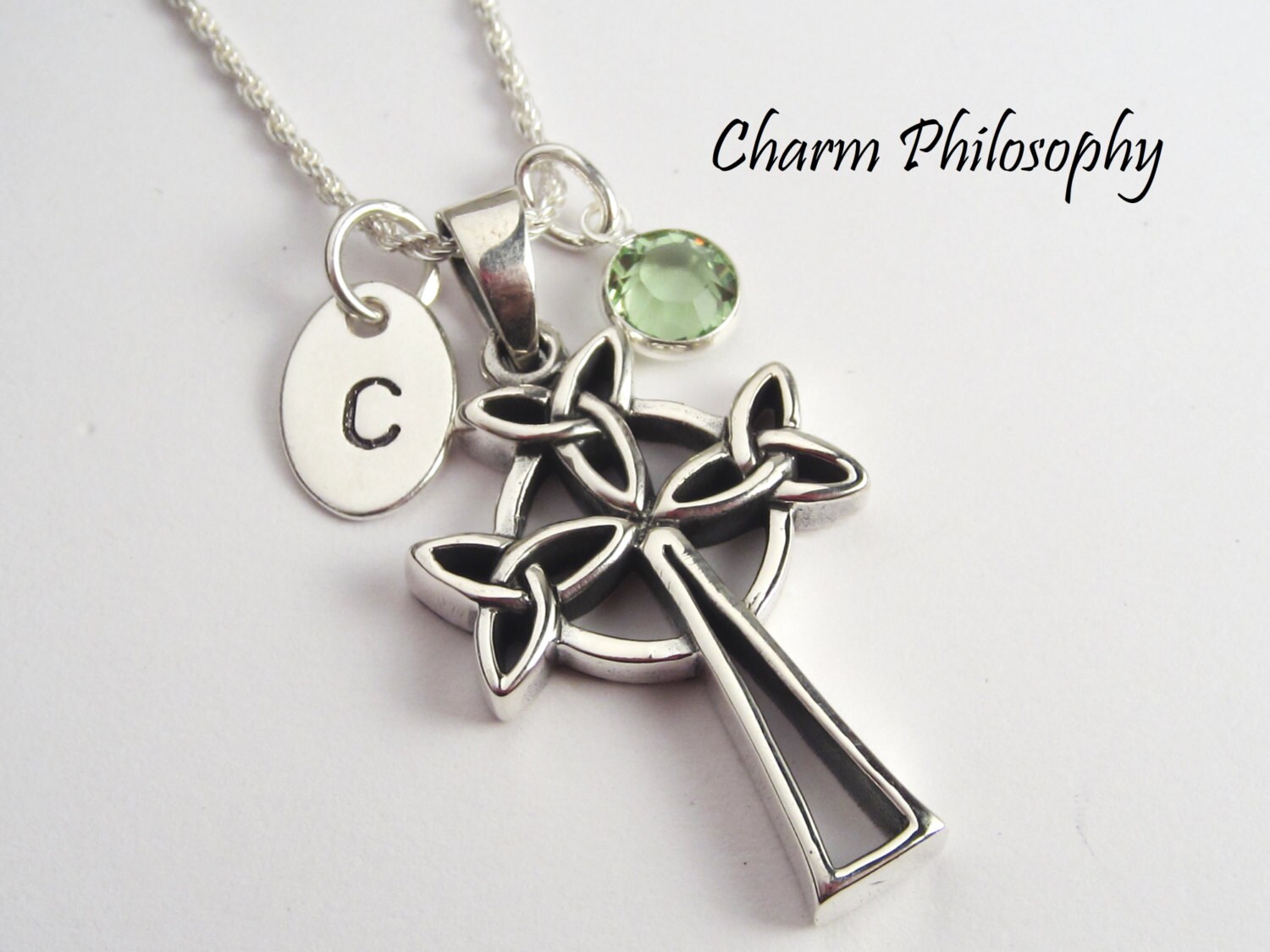 Celtic Trinity Knot Cross Necklace 925 Sterling Silver Etsy