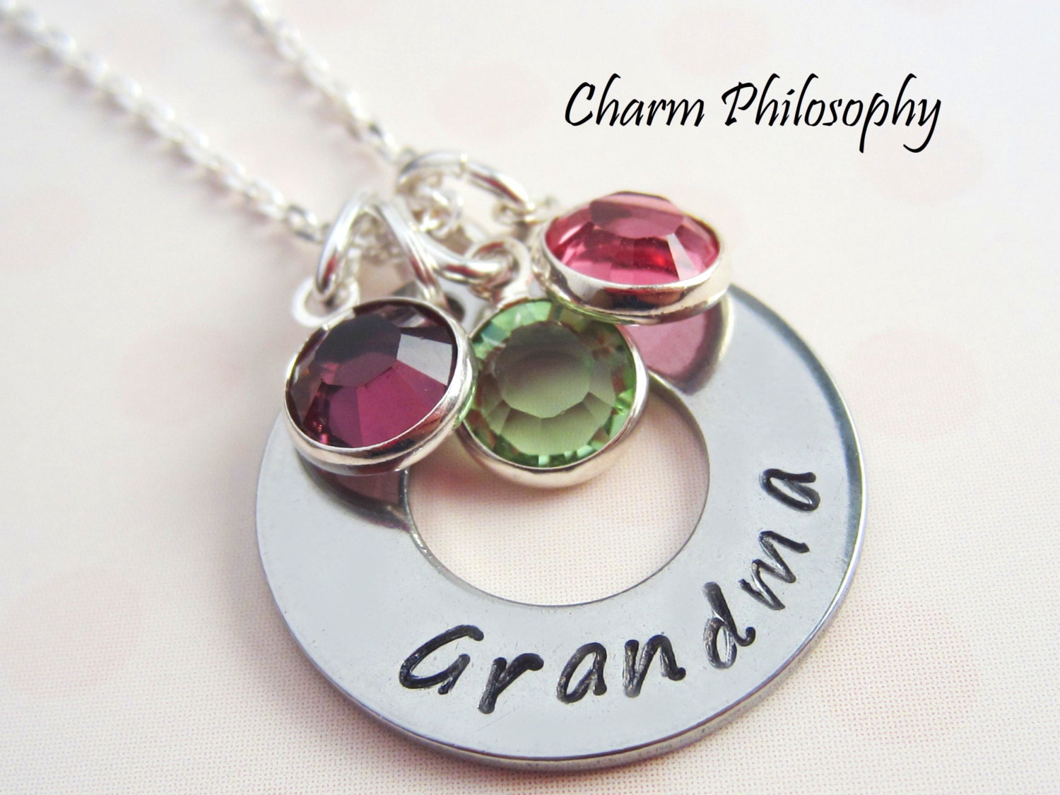 Grandma Necklace up to 3 Birthstone 