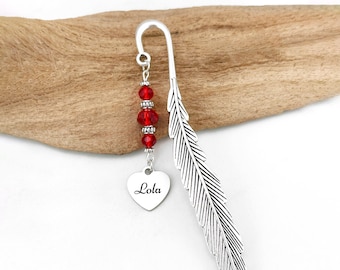 Lola Bookmark, Lola Gifts for Grandma, Unique Beaded Bookmark, Custom Engraved Name for Filipino Grandma Gifts, Lola Heart Charm Book Marker