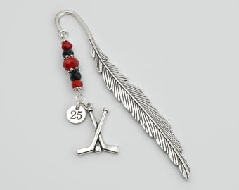 Hockey Bookmark - Personalized Hockey Player Gifts - Hockey Lover Gifts - Custom Sports Bookmarks - Hockey Coach Gift - Custom Jersey Number