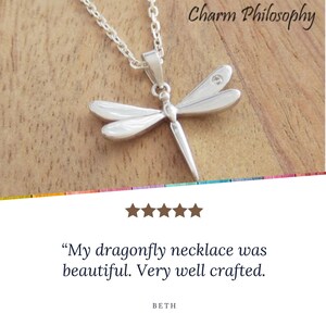 Dragonfly Necklace - 925 Sterling Silver Jewelry - Clear Cubic Zirconia Rhinestone - Dragonfly Pendant - Dragonfly Jewelry image 5
