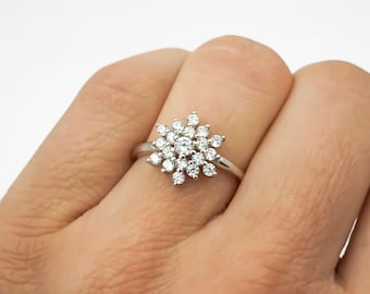 Snowflake Ring - Cubic Zirconia Snowflake Jewelry - Sizes 6-9 - 925 Sterling Silver Jewelry - LAST CHANCE