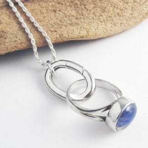 Ring Holder Necklace - Lanyard Sterling Silver Jewelry- Badge Holder - Ring Holder Pendant