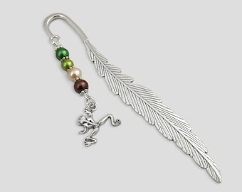 Frog Bookmark - Tibetan Silver Bookmark - Unique Beaded Bookmarks - Frog Gifts - Frog Stationary - Beaded Bookmark