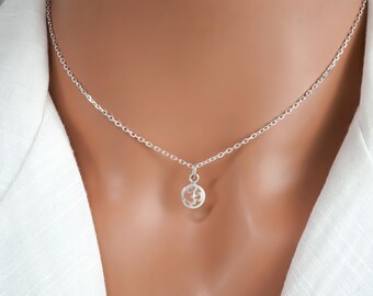 Om Necklace - 925 Sterling Silver Meditation Jewelry - Tiny Om Charm Necklace - Meditation Necklace - Hindu Jewelry - Mantra Necklace