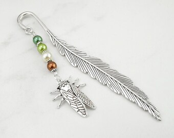 Cicada Bookmark - Tibetan Silver Bookmark - Teacher Gifts - Insect Gifts - Bug Bookmark - Unique Bookmarks