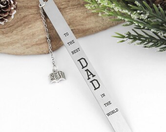 Father's Day Gift for Book Lovers - To The Best Dad In The World - Stainless Steel Dad Bookmark - Father's Day Gift from Daughter or Son