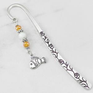 Clown Fisch Liebhaber Geschenk - Fisch Lesezeichen Einzigartiges Tibetisches Silber Perlen Lesezeichen Angeln Geschenkideen für Lehrer Fischer Geschenke für Leser