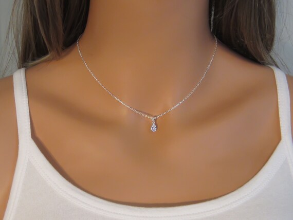 Tiny dot necklace, dainty charm pendant, sterling silver chain