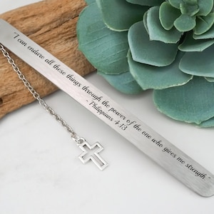 Custom Bible Verse Bookmark: Personalized Christian Gifts, Engraved Religious Scripture, Stainless Steel