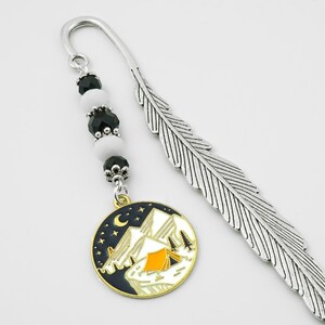 Camping Bookmark - Enamel Tibetan Silver Charm Beaded Book Mark - Outdoorsy Gifts
