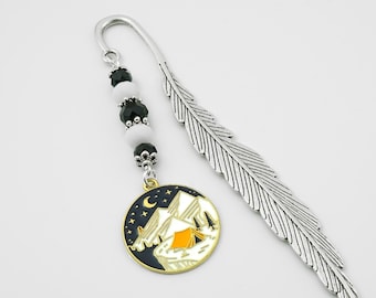Camping Bookmark - Enamel Tibetan Silver Charm Beaded Book Mark - Outdoorsy Gifts