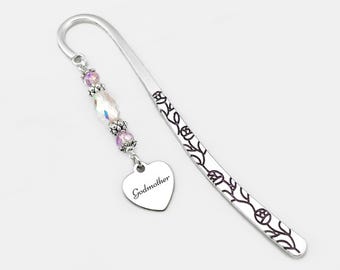 Godmother Bookmark - Beaded Metal Bookmark - Godmother Proposal - Mother's Day Gift for Godmother from Godson or Goddaughter