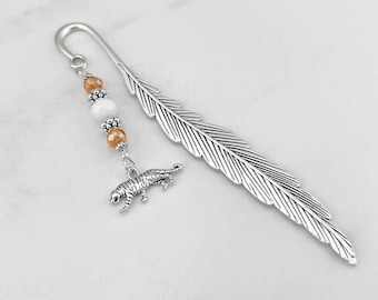 Tiger Bookmark - Tiger Lover Gifts, Silver Tiger Charm Bookmark, African Wild Cat Stationary, Animal Bookmark, Tiger Teacher Gifts