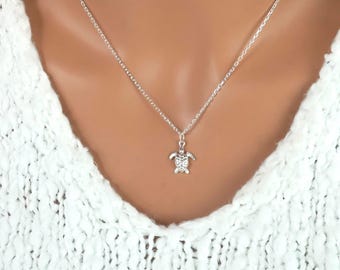 Sea Turtle Necklace: 925 Sterling Silver Jewelry