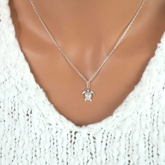 Sea Turtle Necklace: 925 Sterling Silver Jewelry