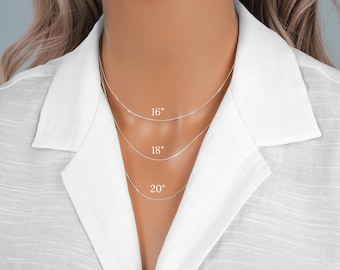 Dainty Sterling Silver Curb Chain Necklace - Thin 0.8mm