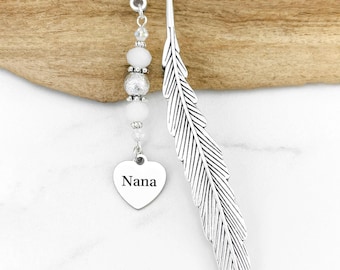 Nana Bookmark: Beaded Grandmother Gift with Heart Charm