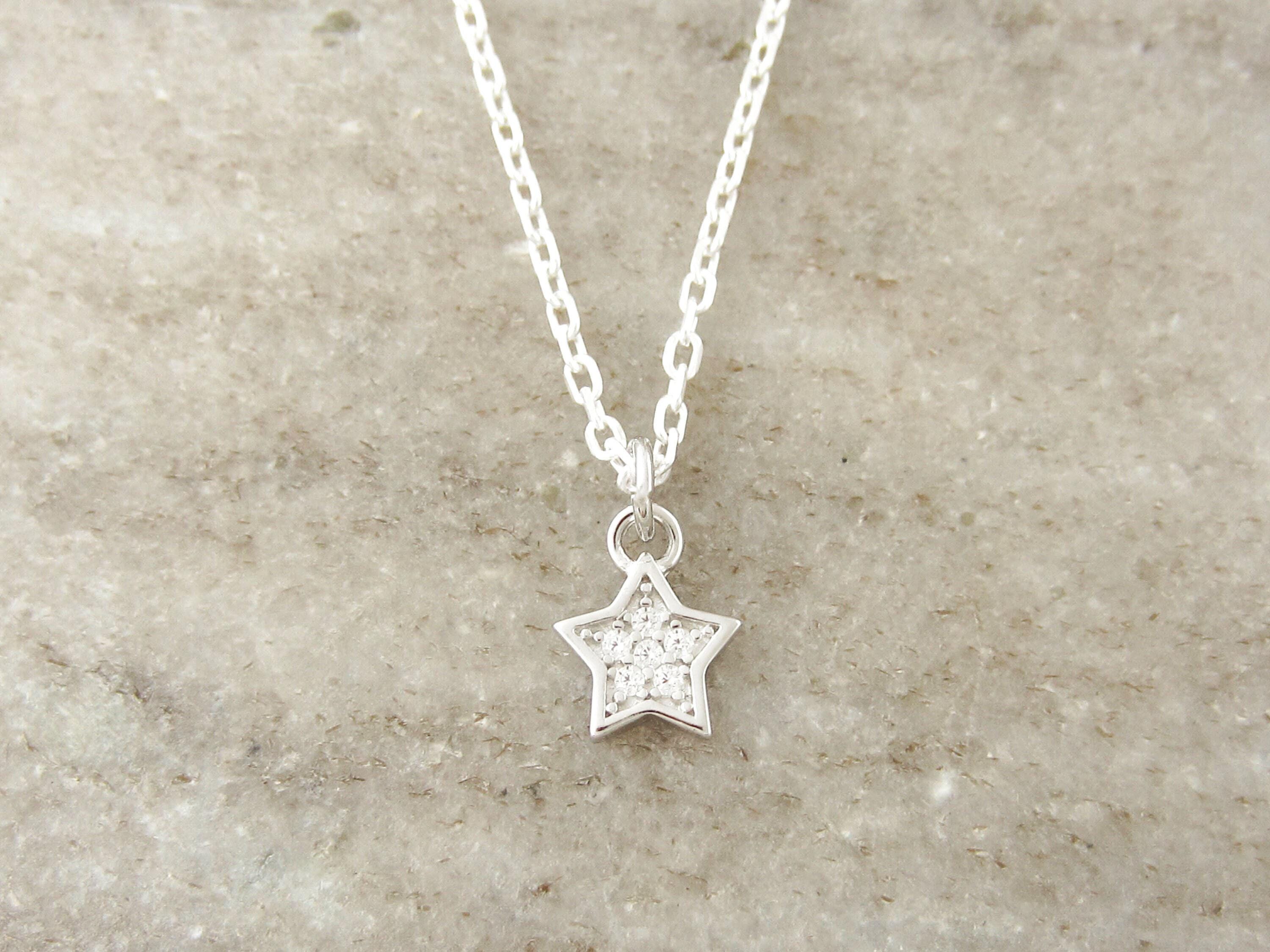 STAR JEWELRY　925 K14 CZ Tiny Star Necklace - Minimalist Jewelry Cubic Zirconia Star