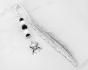 Spider Bookmark - Spider Lover Gifts, Silver Insect Bookmark, Spider Charm Bookmark, Gothic Stationary, Halloween Bookmark, Spider Gifts