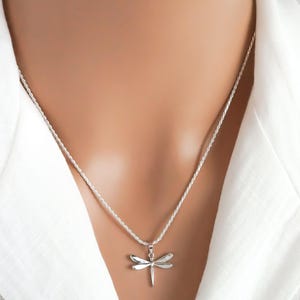 Dragonfly Necklace - 925 Sterling Silver Jewelry - Clear Cubic Zirconia Rhinestone - Dragonfly Pendant - Dragonfly Jewelry image 2