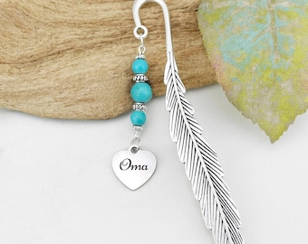Oma Bookmark, Oma Gifts for Oma, Unique Beaded Bookmark, Custom Name Grandma Gifts, Personalized Oma Heart Charm Book Marker
