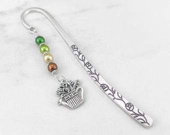 Gardening Bookmark for Gardeners - Watering Can Bookmark - Tibetan Silver Bookmark - Garden Stationary -Gardener's Gift - Garden Gifts