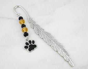 Dog Paw Bookmark - Dog Bookmark - Pet Beaded Bookmarks for Dog Lover Gifts - Black Dog Paw Charm Bookmark - Dog Stationary - Dog Gifts