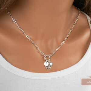925 Sterling Silver Paperclip Chain Charm Holder Necklace - Hinge Clasp Charm Keeper Pendant image 7