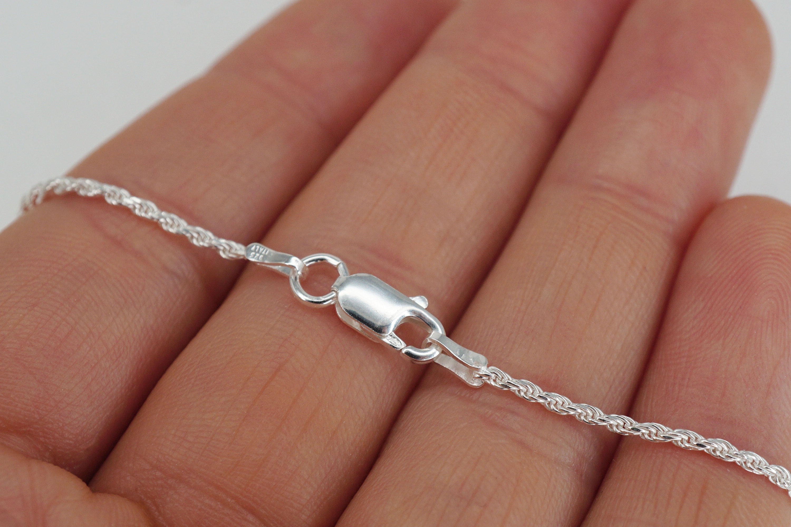 Solid Sterling Silver Chain 925 Silver Rope Chain Finished Chain Rope Necklace Women s Chain 1.25 mm 16 18 20 22 24 30 36 inch Etsy