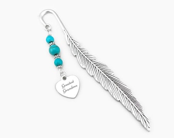Greatest Grandma Bookmark - Heart Charm Beaded Bookmark - Great Grandma Gift Ideas - Custom Engraved Mother's Day Gift for Great Grandma