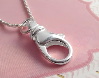 Lanyard 925 Sterling Silver Necklace - Badge Holder - Ring Holder Necklace