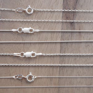 Solid Sterling Silver Chain, Anchor Chain, Snake Chain, Rope Chain, Curb Chain, Women's Chain, 1mm - 14, 16, 18, 20, 22, 24, 30, 36 inch