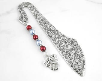 Dragon Bookmark - Silver Dragon Charm Bookmark, Magical Creature Gifts, Dragon Gifts, Fantasy Gifts, Dungeons and Dragons Gifts, LAST CHANCE
