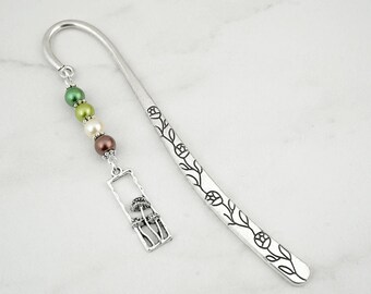 Magical Mushroom Bookmark Silver Botanical Charm Cottagecore Gift Ideas Metal Beaded Bookmark Rectangular Mushroom Charm Book Marker